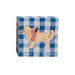 Napkins with a dog illustration wearing an American flag on a blue and white checkered background