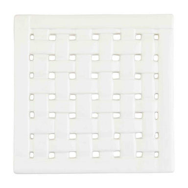Mud Pie Basket Weave Trivet – 8"x8" White Dolomite Ceramic