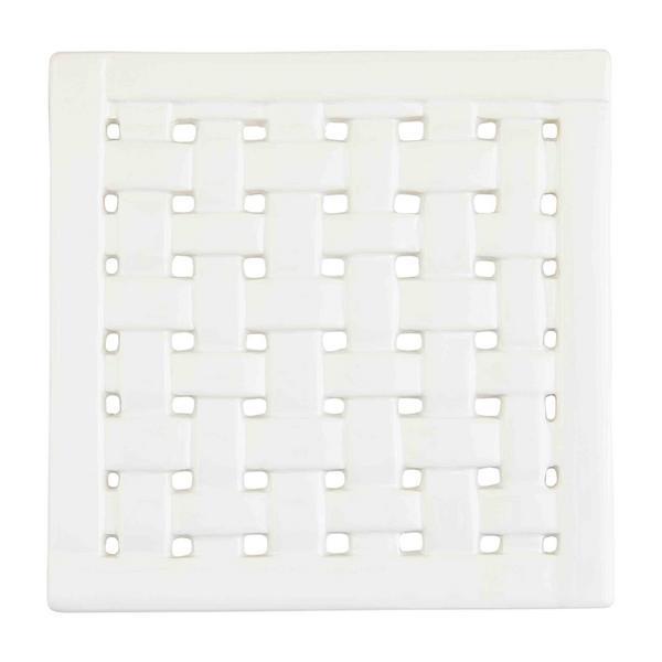 Mud Pie Basket Weave Trivet – 8"x8" White Dolomite Ceramic