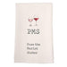Beige towel with wine glasses and text on a white background