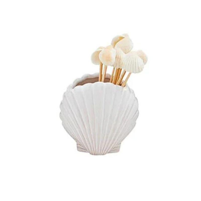 Mud Pie Shell Toothpick Caddy Set – Coastal Table Accent