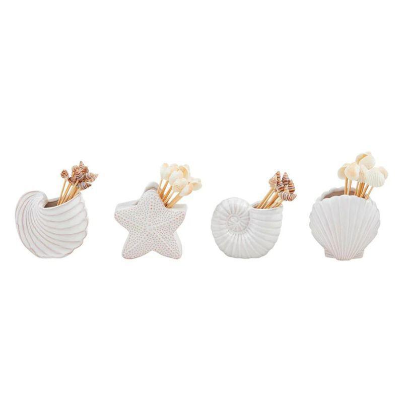 Mud Pie Shell Toothpick Caddy Set – Coastal Table Accent