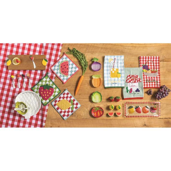 Mud Pie Veggie Tidbit Plates – Ceramic Snack Plates, 4 Styles