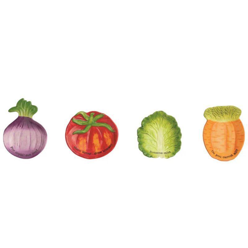 Mud Pie Veggie Tidbit Plates – Ceramic Snack Plates, 4 Styles