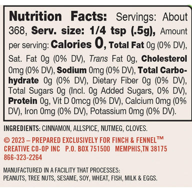 Nutrition facts label with ingredients and contact information on a light pink background