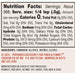 Nutrition facts label with ingredients and contact information on a light pink background