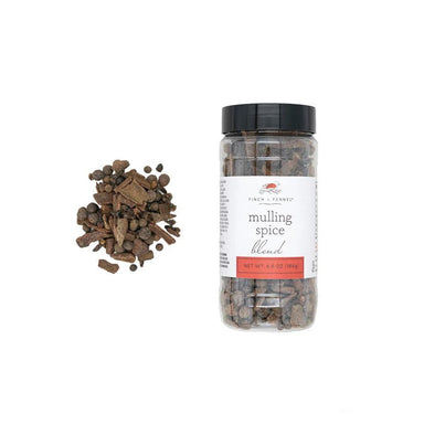 Jar of Mulling Spice Blend with a white label on a white background