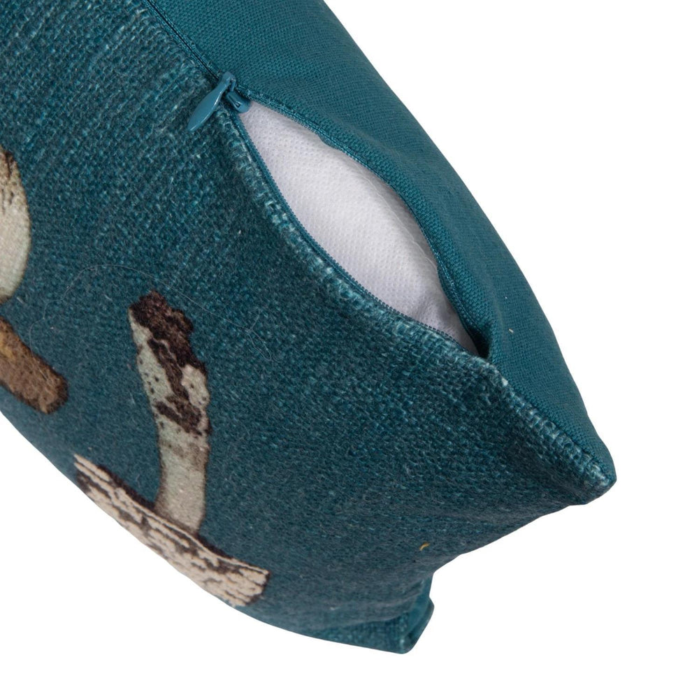 Mushroom Embroidered Cotton Lumbar Pillow – 28" x 12"