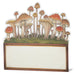 Decorative sign with illustrated mushrooms and a blank space for text on a white background