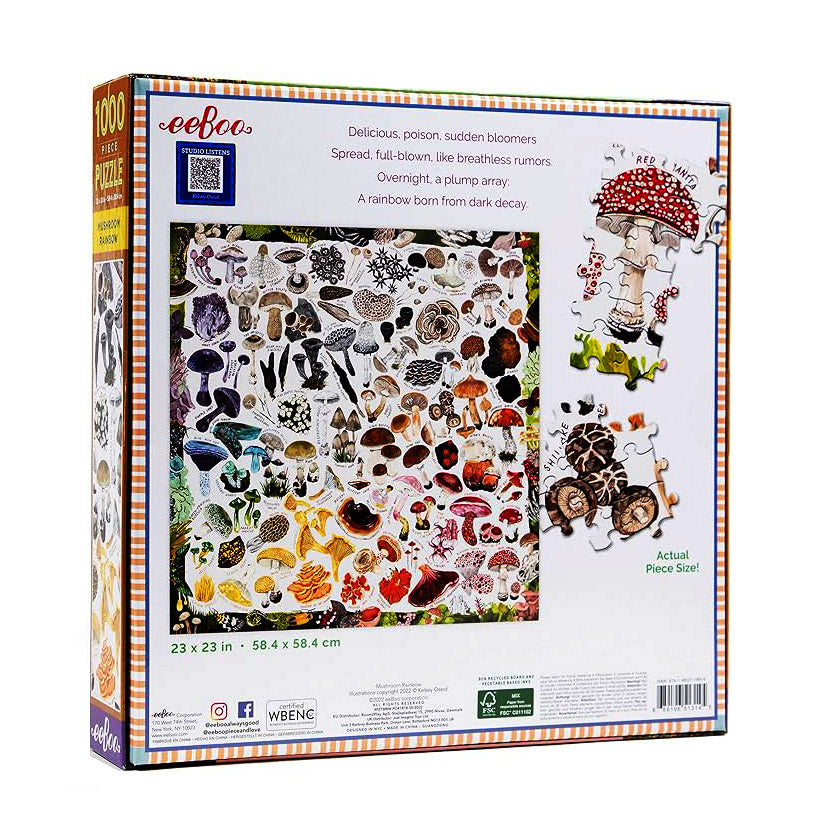 Mushroom Rainbow 1000 Piece Puzzle - Eco-friendly, Illustrated by Kelsey Oseid