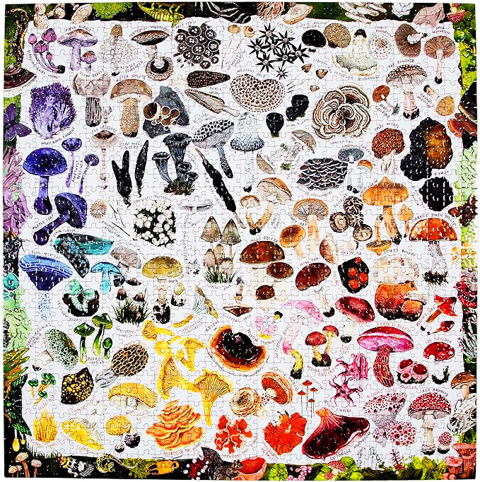 Mushroom Rainbow 1000 Piece Puzzle  Illustrated by Kelsey Oseid