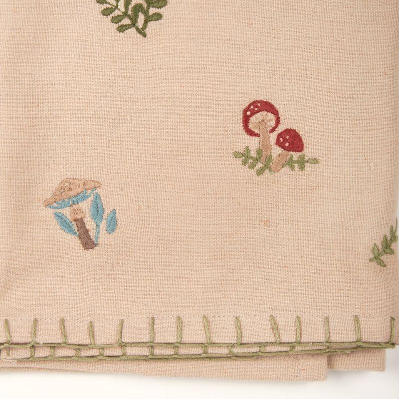Textile with embroidered mushrooms on a beige background