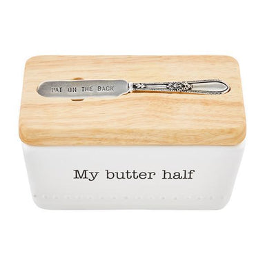 My Butter Half Ceramic Butter Dish Set with Spreader