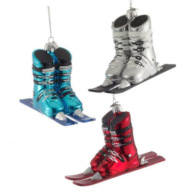 Noble Gems™ Ski Boots with Skis Glass Ornaments – 3 Assorted