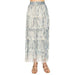 Long, tiered skirt with a pattern on a white background