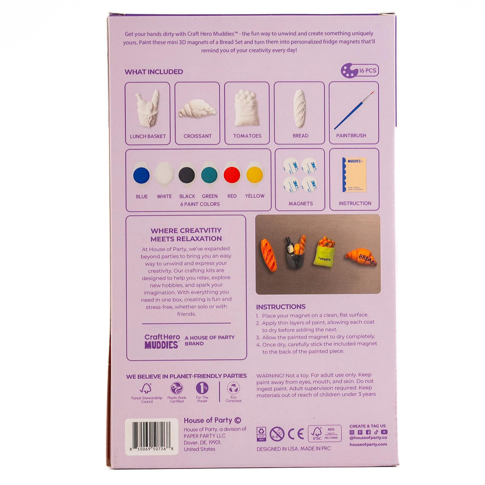 Back of a Craft Hero Muddics packaging box with product details and images.