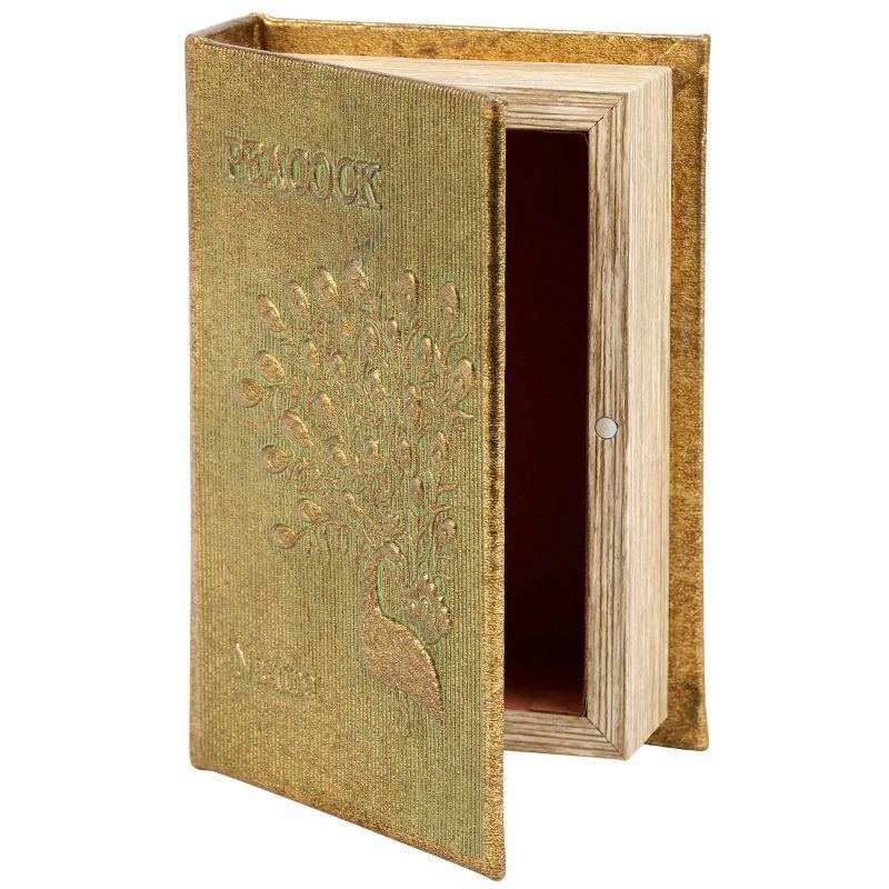 Peacock Faux Leather Book Box – Velvet-Lined Hidden Storage