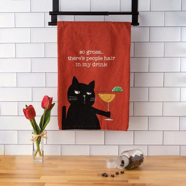 People Hair In My Drink Kitchen Towel – Sassy Cat Humor