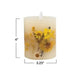 Pillar Daisy Inlay LED Candle with Timer, showing size.