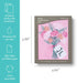 Card with floral design and 'Thank you' tag, surrounded by product details on a teal background