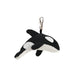 Plush orca whale keychain on a white background