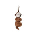 Plush otter keychain with a clip on a white background