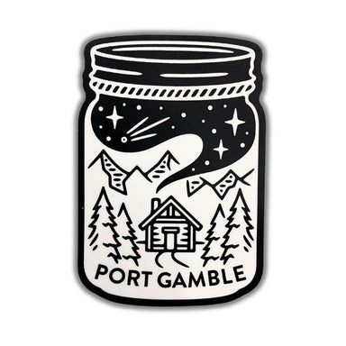 Port Gamble Cabin Mason Jar Vinyl Sticker