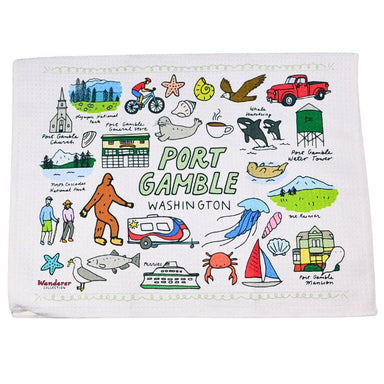 Port Gamble Wanderer Dish Towel – 23" x 15.5" Waffle-Knit Landmarks