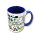 Mug with illustrations and text about Port Gamble, Washington on a white background