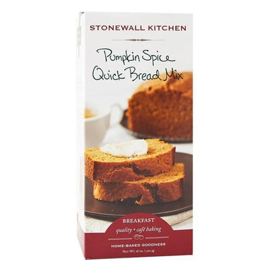Stonewall Kitchen pumpkin spice quick bread mix packaging on a white background