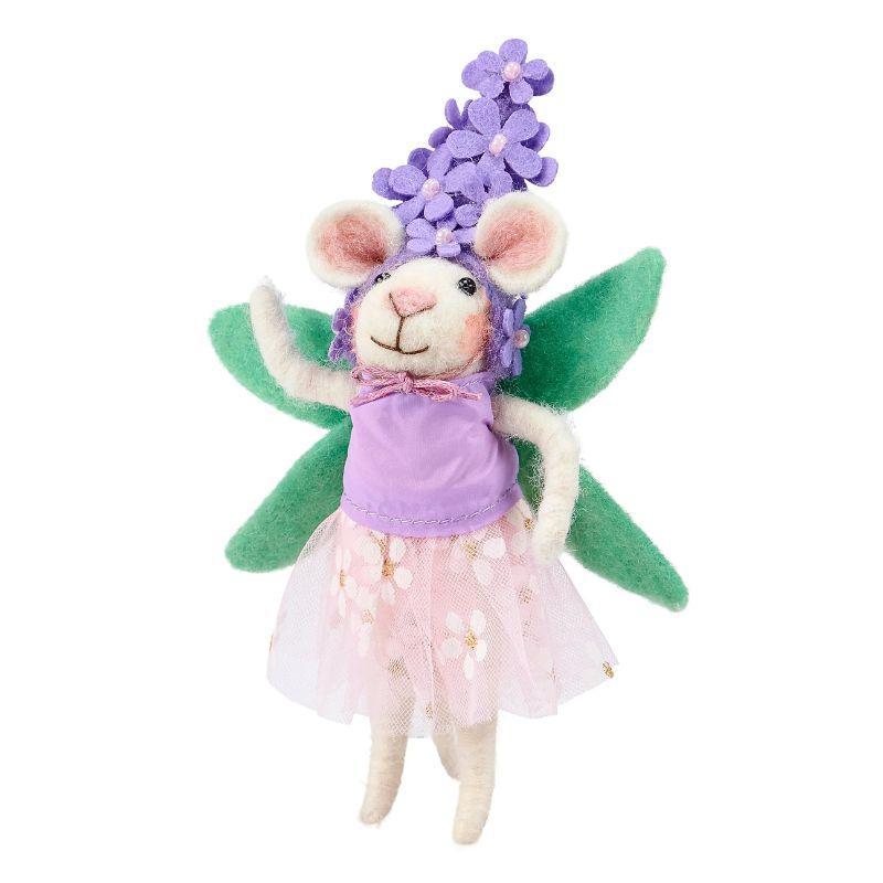 Purple Flower Mouse Felt Critter – 6" Decor