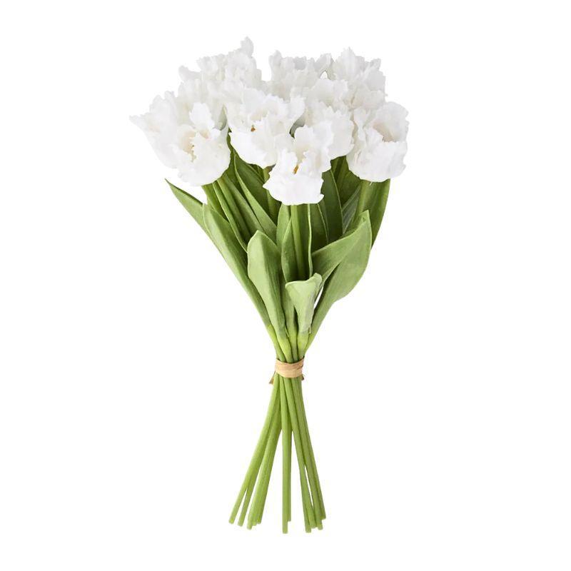 Real Touch Parrot Mini Tulip Stems – Set of 12 | 12" - White