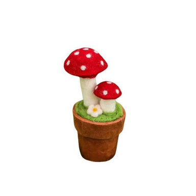 Red Twin Fairy Mushroom Ornament: Whimsical Decor for Home and Office