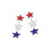 Star-shaped earrings with red, white, and blue colors on a white background