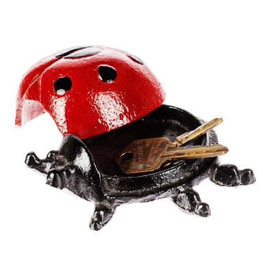 Red and Black Enamel Ladybug Key Hider:  Hideaway for Your Keys