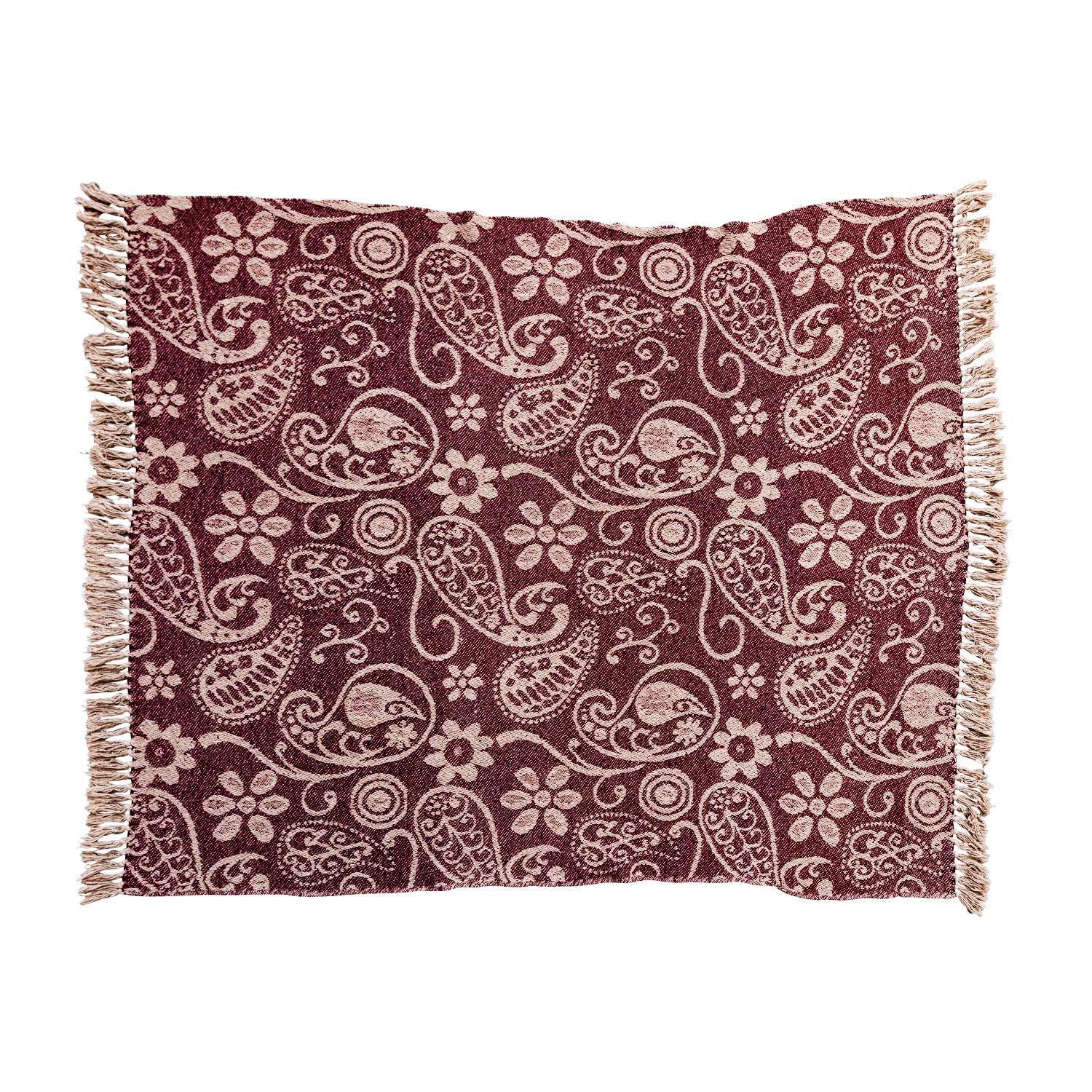 Red and beige Recycled Cotton Throw blanket