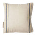 Beige pillow with blue and yellow stripes on a white background
