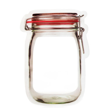 Reusable Mason Jar Style Zipper Bags - Set of 3, Medium Size