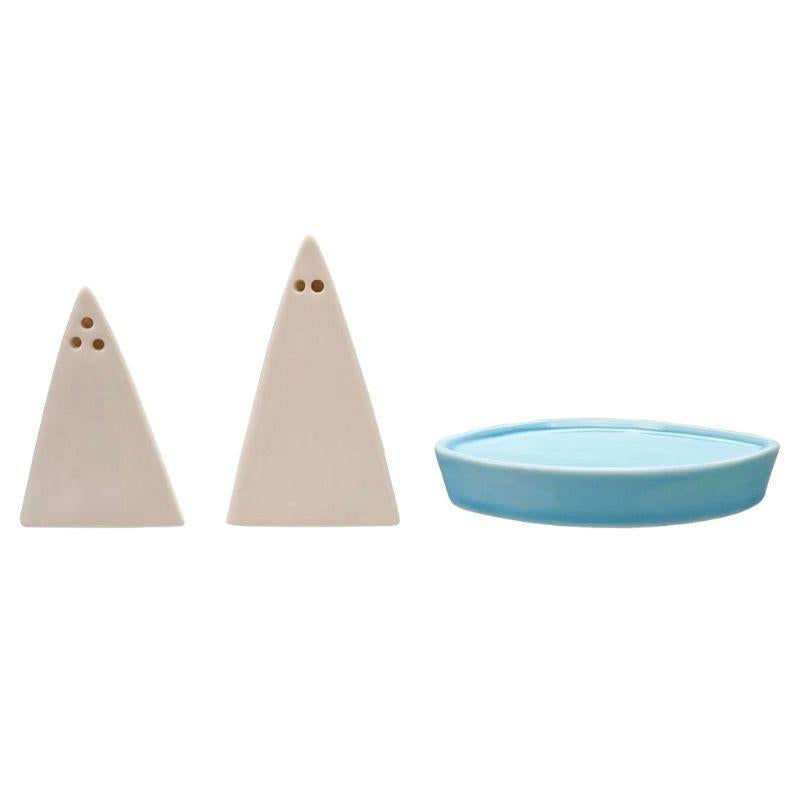 Sailboat Salt & Pepper Shakers – Coastal Stoneware Set