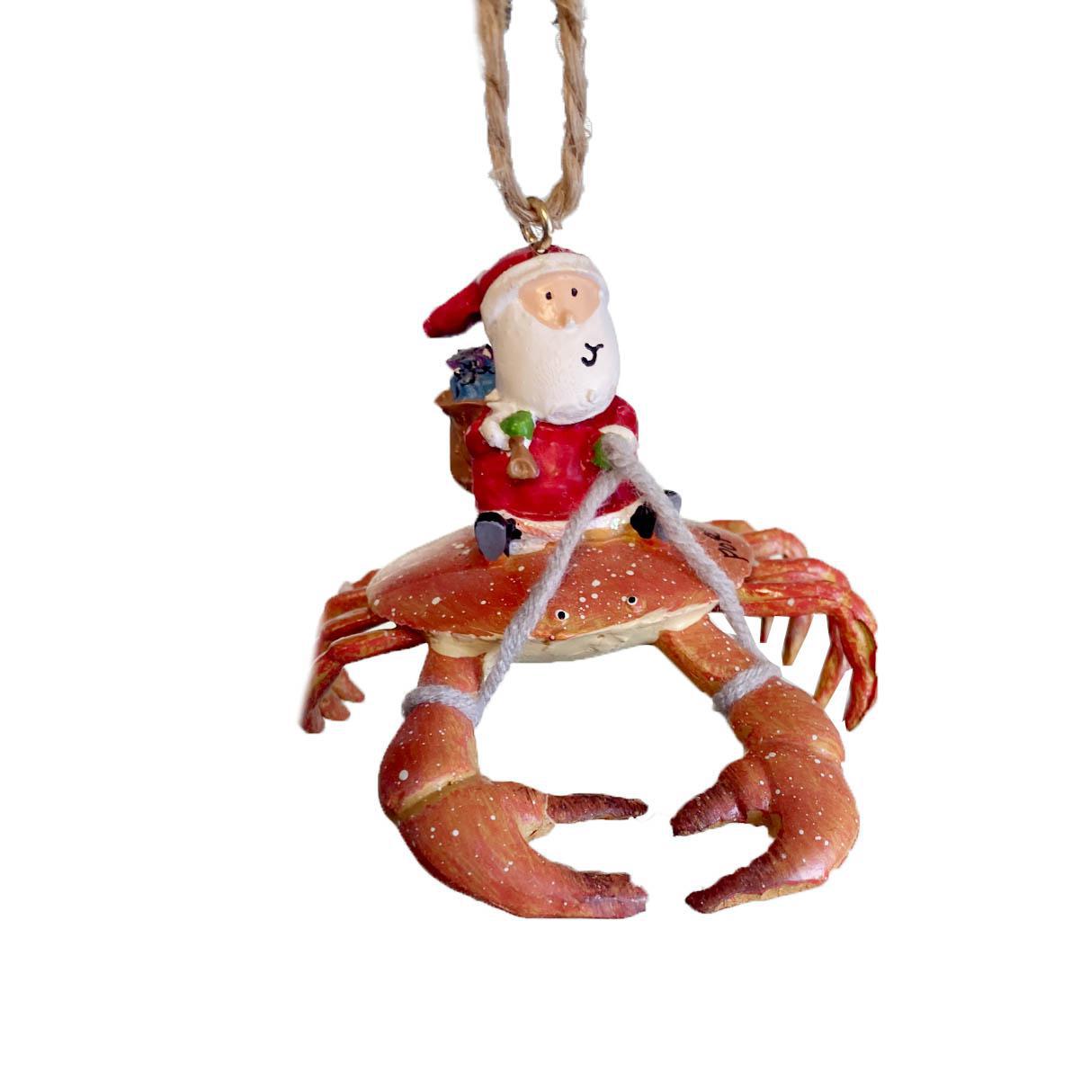 Santa Riding Crab Christmas Ornament