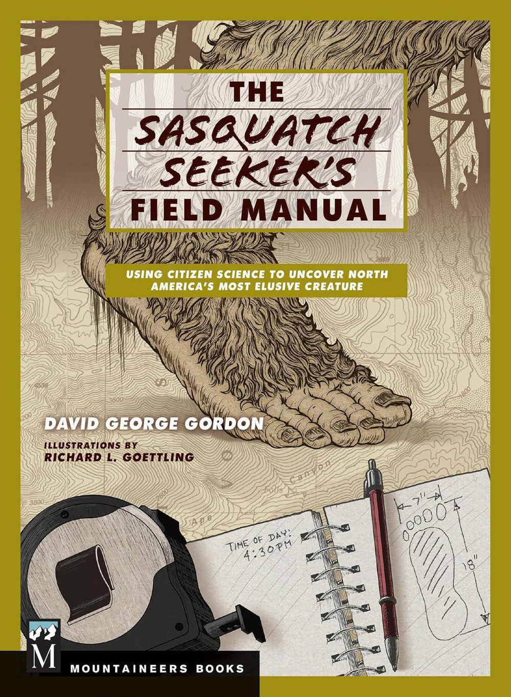 Book cover of 'The Sasquatch Seeker's Field Manual' with illustrations and text.