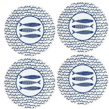 School of Fish Melamine Plates Set – 4 Coastal 11" Plates