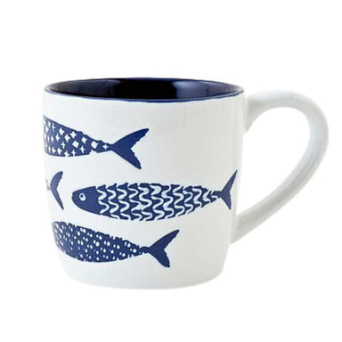 School of Fish Mug: Adorable Porcelain Cup for Your Beach House