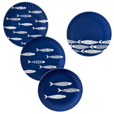 School of Fish Paper Plate Set: Durable Melamine, 9", Set of 4