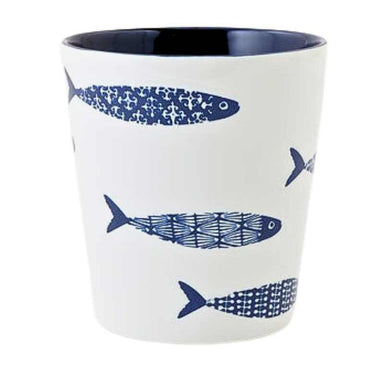 School of Fish Pot: Coastal Charm in Porcelain, 5.25" x 5.75"