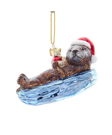 Sea Otter Glass Ornament - Festive Holiday Decor, 4-Inch