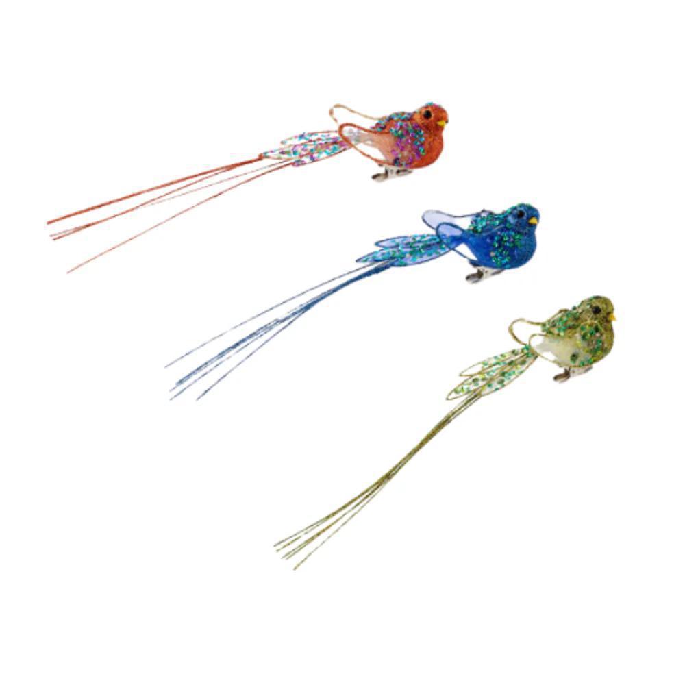 Sequin Clip-On Bird Ornament – 11" Sparkly Holiday Decor, Sold Individually