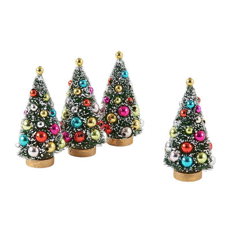 Sisal Bottle Brush Trees in Gift Box – Set of 4 (4”)
