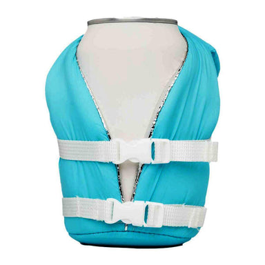 Sky Blue Buoy Beverage Life Vest - Insulated Can Cooler or koozie