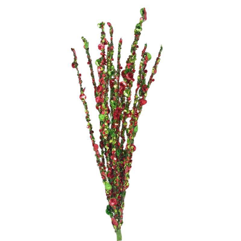 Sparkling 20" Sequin Spray – Red & Lime Green Magic